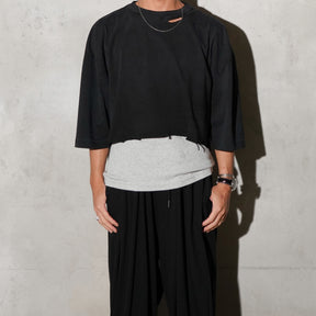 THE MAGUEY / TATTERED SHORT T WASHED BLACK