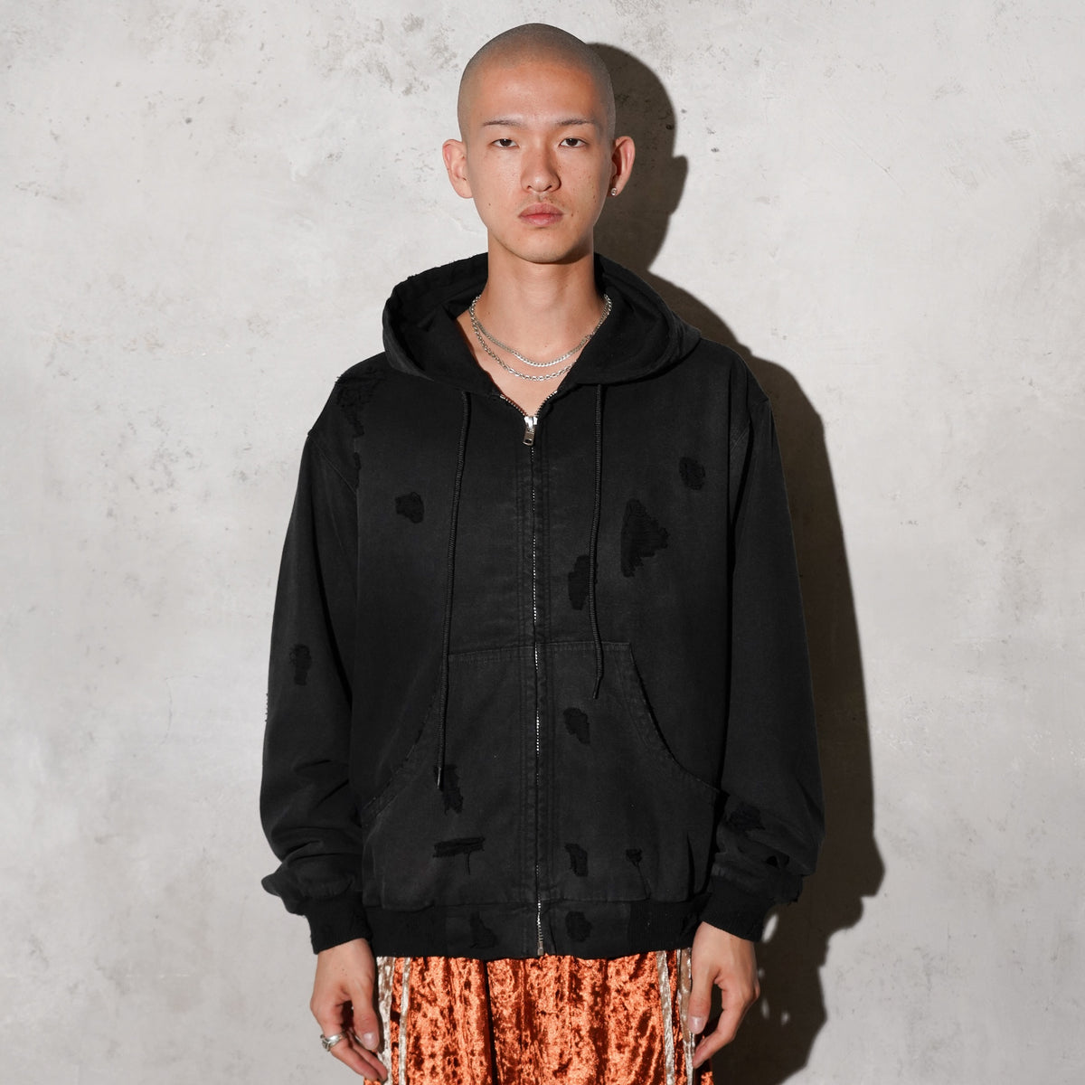 THE MAGUEY / DAMAGE WORK HOODIE BLACK