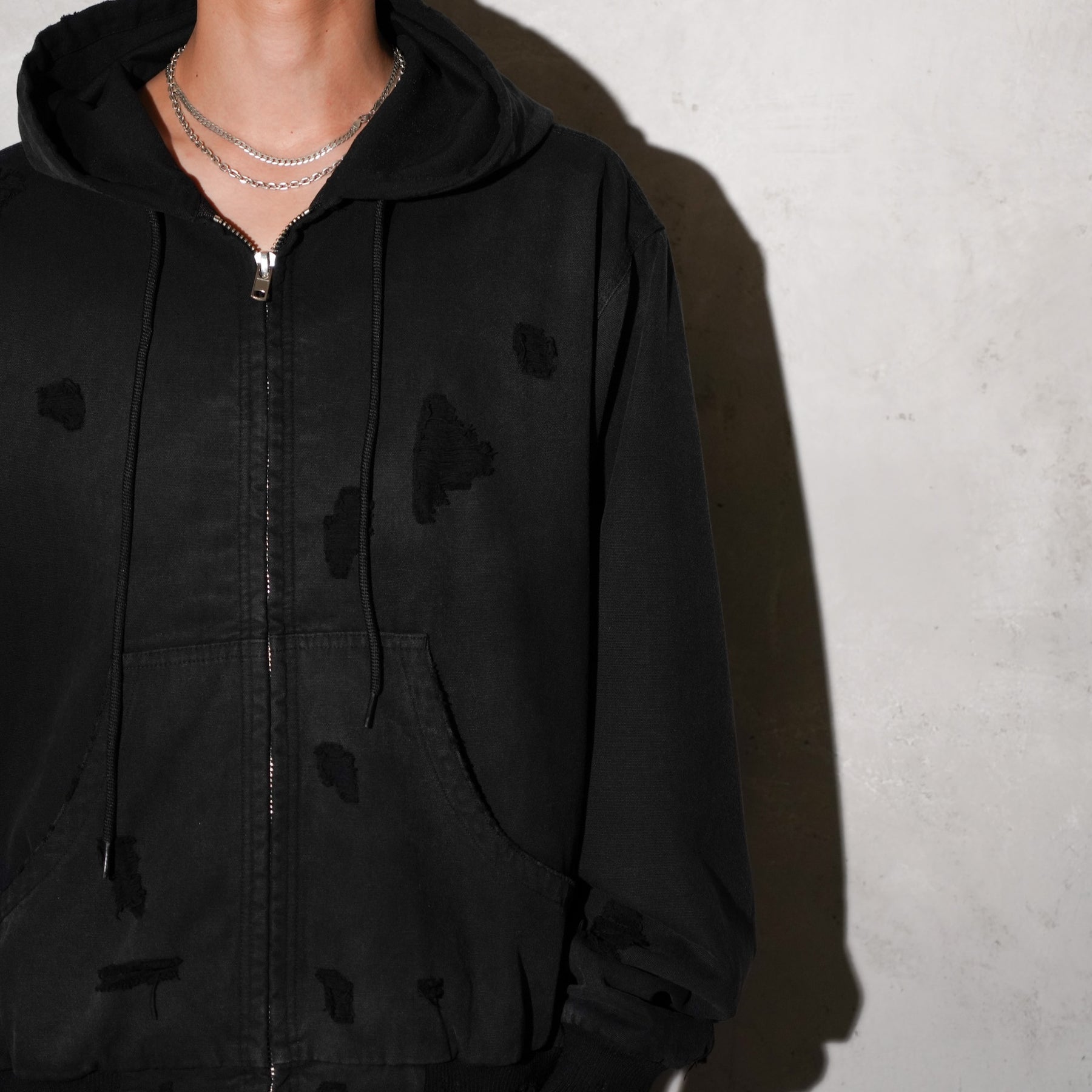 THE MAGUEY / DAMAGE WORK HOODIE BLACK