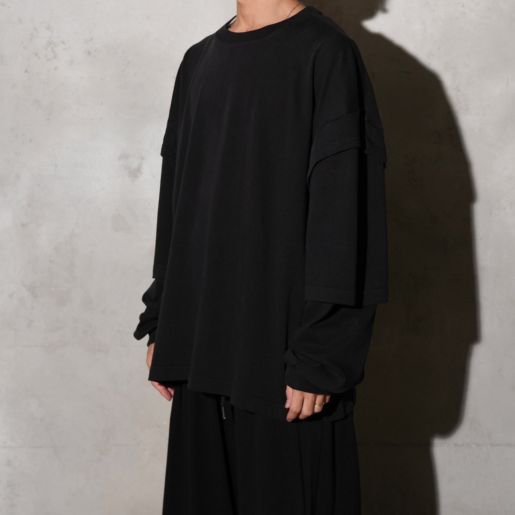 THE MAGUEY / LAYERD SLEEVE T WASHED BLACK