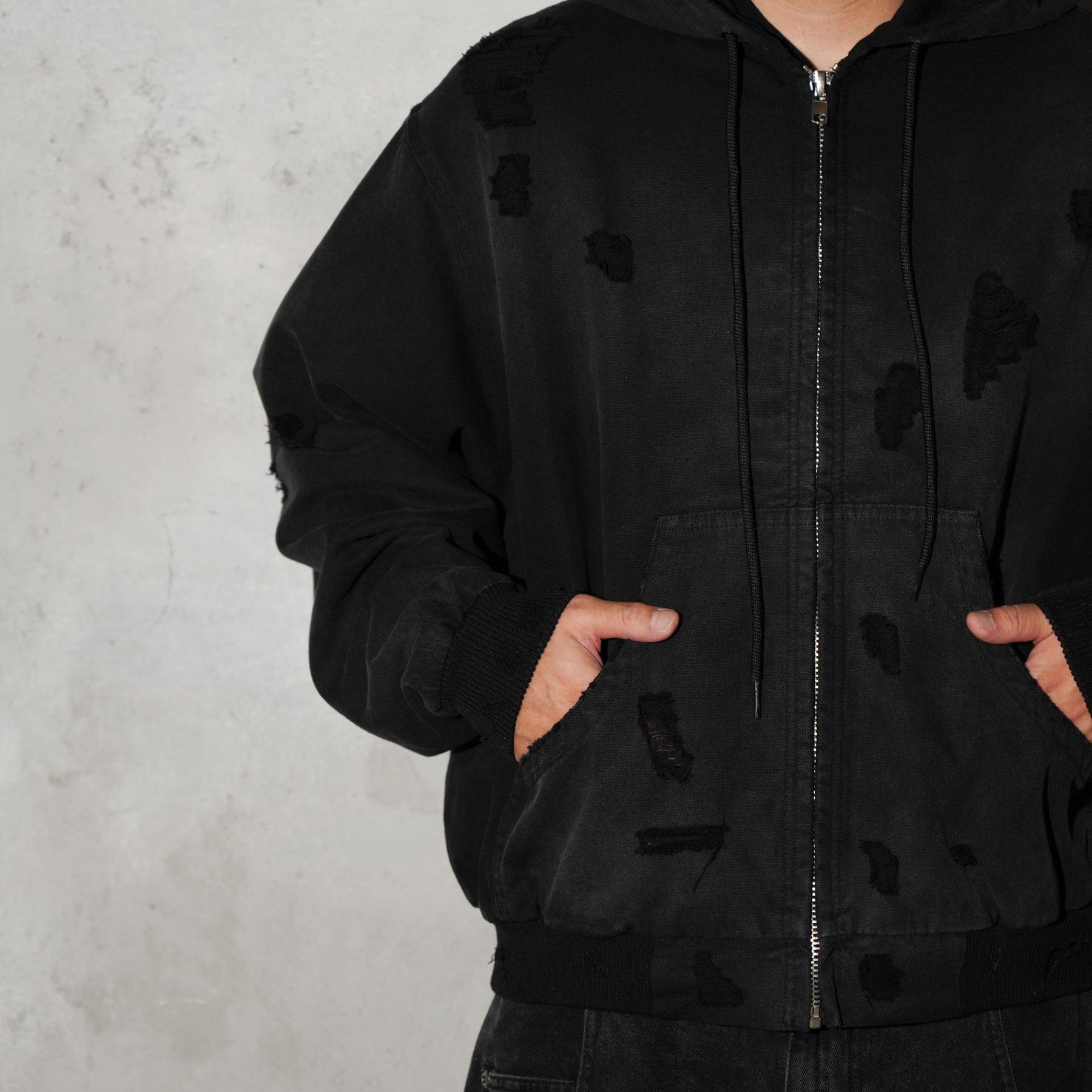 THE MAGUEY / DAMAGE WORK HOODIE BLACK