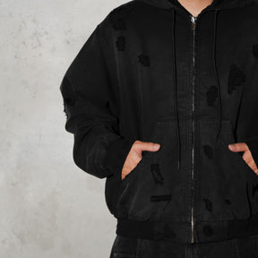 THE MAGUEY / DAMAGE WORK HOODIE BLACK