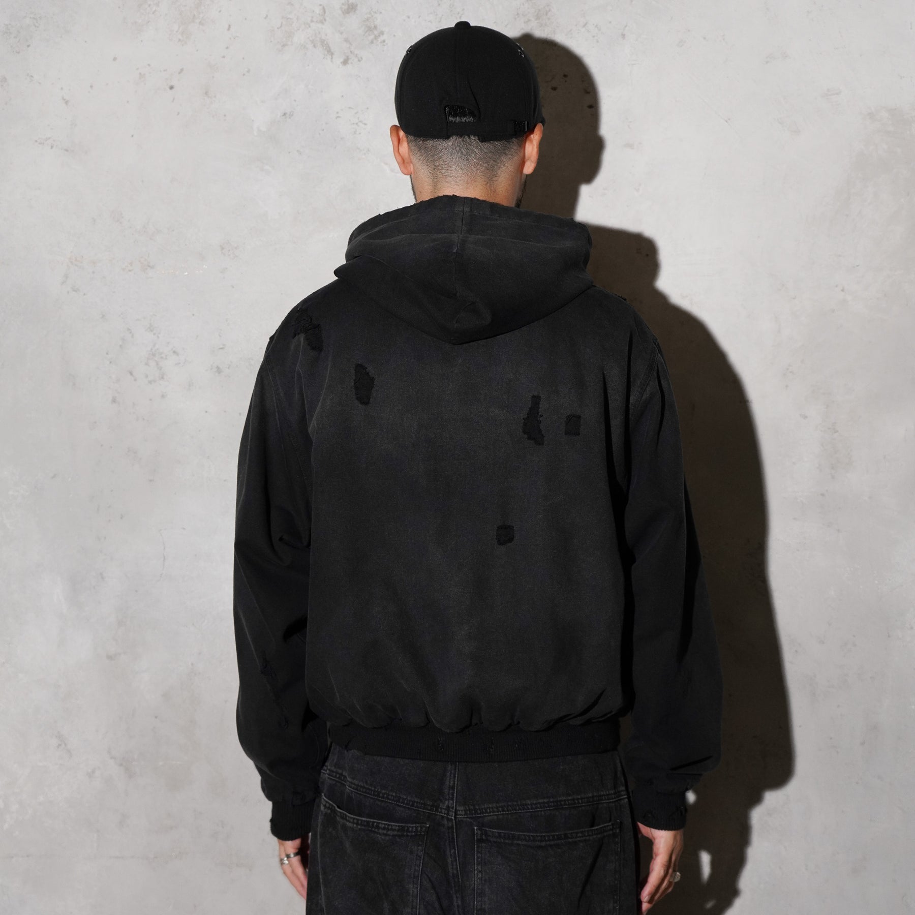 THE MAGUEY / DAMAGE WORK HOODIE BLACK