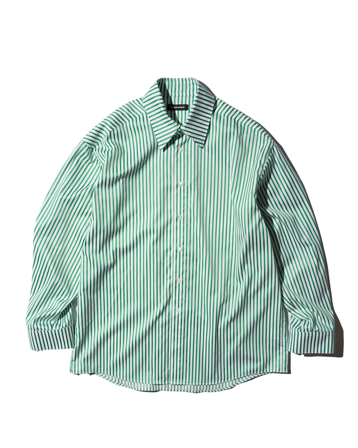 <span style="color: #f50b0b;">Last One</span> TENDER PERSON / STRIPE DRESS SHIRT GREEN STRIPE