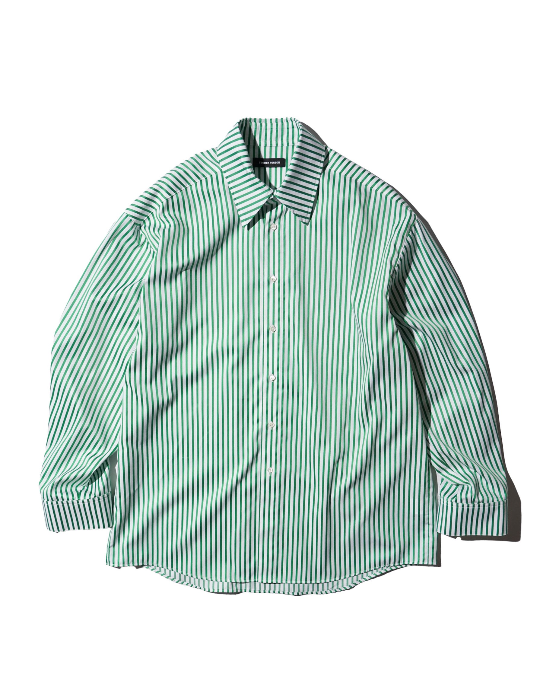 <span style="color: #f50b0b;">Last One</span> TENDER PERSON / STRIPE DRESS SHIRT GREEN STRIPE