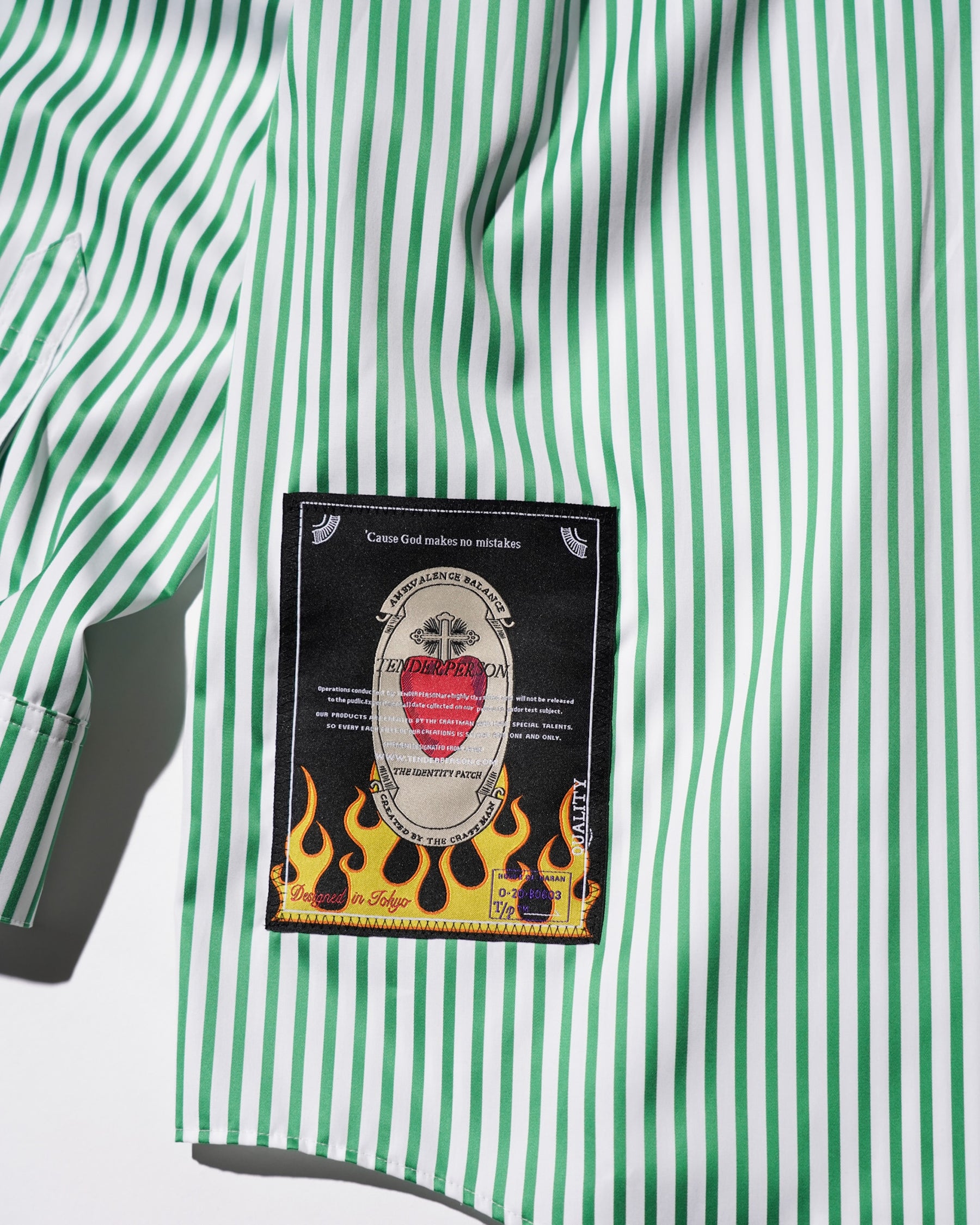 <span style="color: #f50b0b;">Last One</span> TENDER PERSON / STRIPE DRESS SHIRT GREEN STRIPE