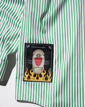 <span style="color: #f50b0b;">Last One</span> TENDER PERSON / STRIPE DRESS SHIRT GREEN STRIPE