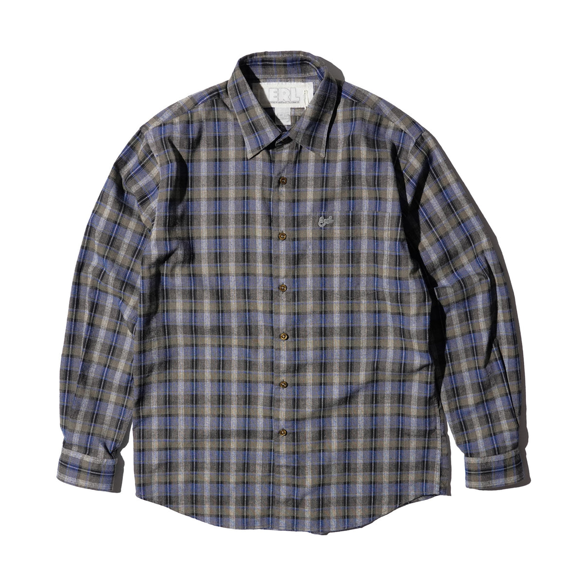Last One ERL / UNISEX GREY CHECK SHIRT WOVEN GREY CHECK