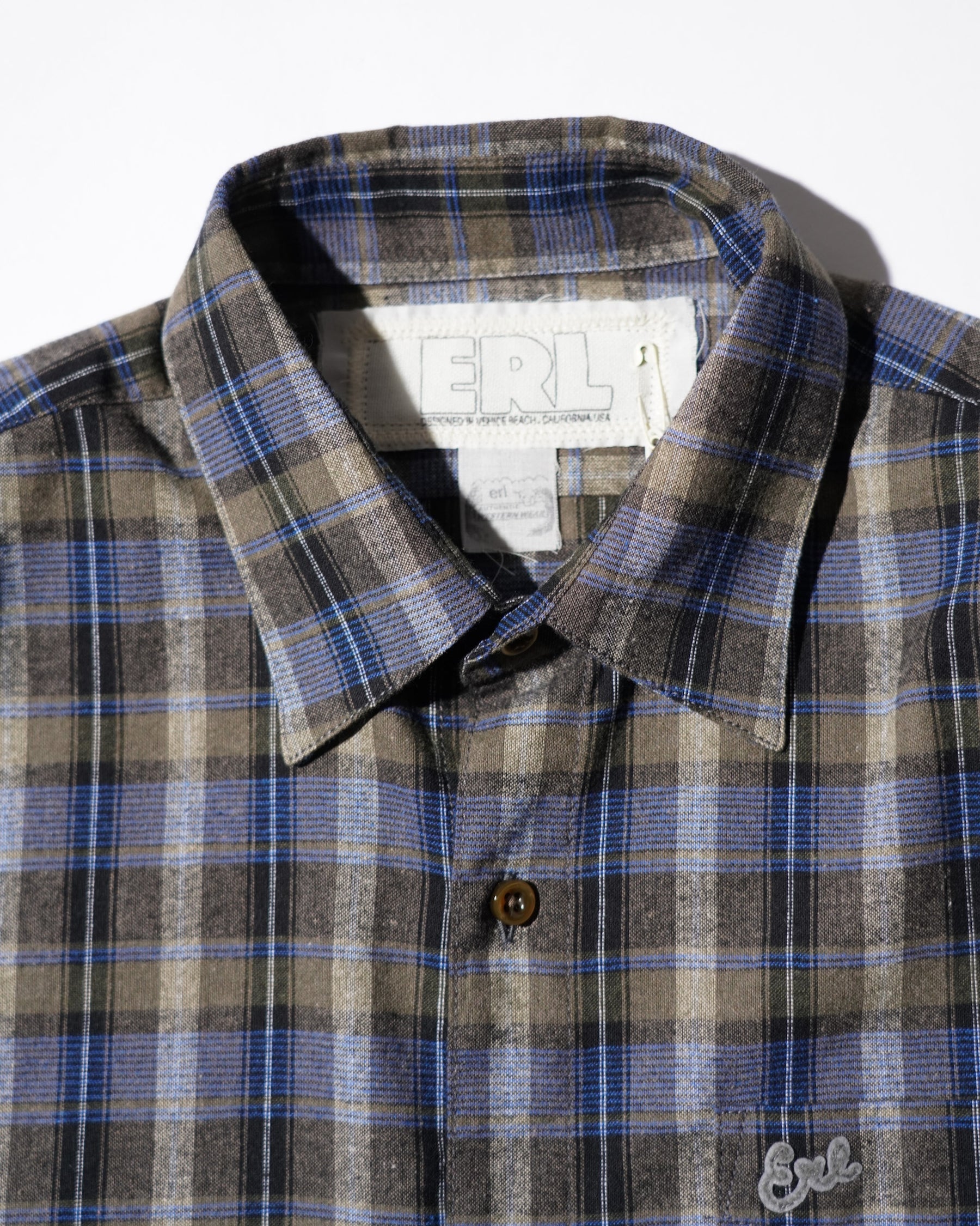ERL / UNISEX GREY CHECK SHIRT WOVEN GREY CHECK