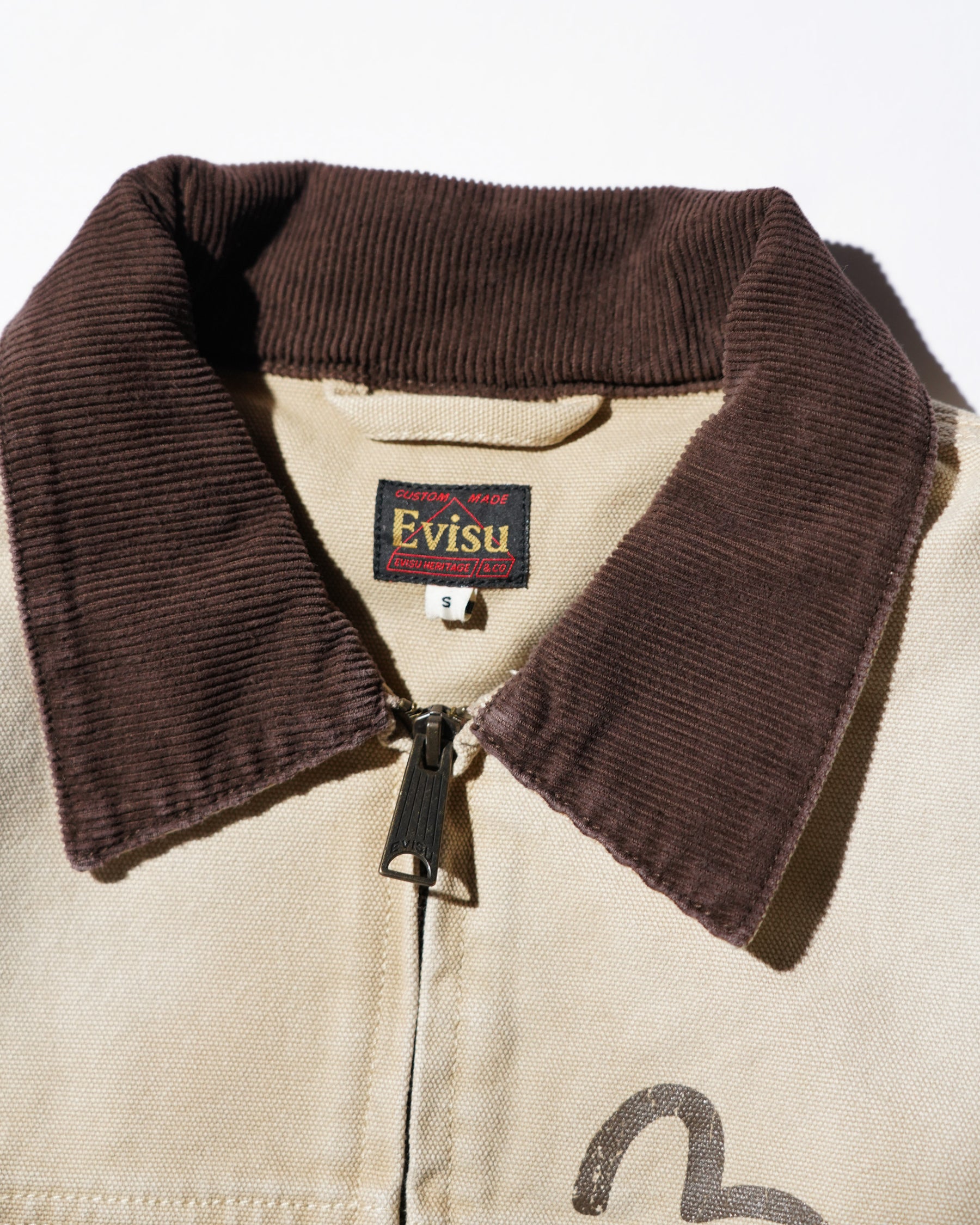 EVISU / EL, VINTAGE CANVAS COVERALL JACKET-LOOSE FIT BEIGE