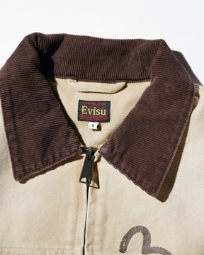 EVISU / EL, VINTAGE CANVAS COVERALL JACKET-LOOSE FIT BEIGE
