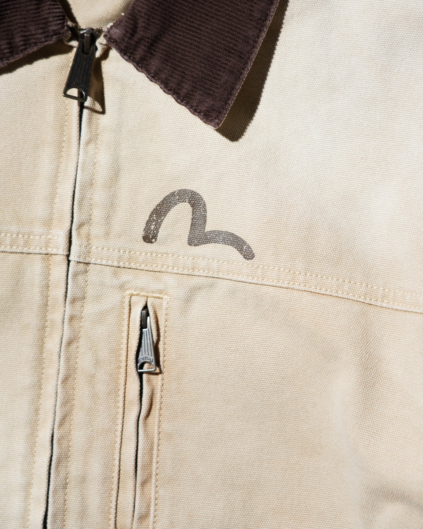 EVISU / EL, VINTAGE CANVAS COVERALL JACKET-LOOSE FIT BEIGE