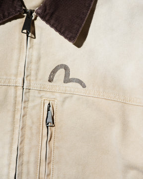 EVISU / EL, VINTAGE CANVAS COVERALL JACKET-LOOSE FIT BEIGE