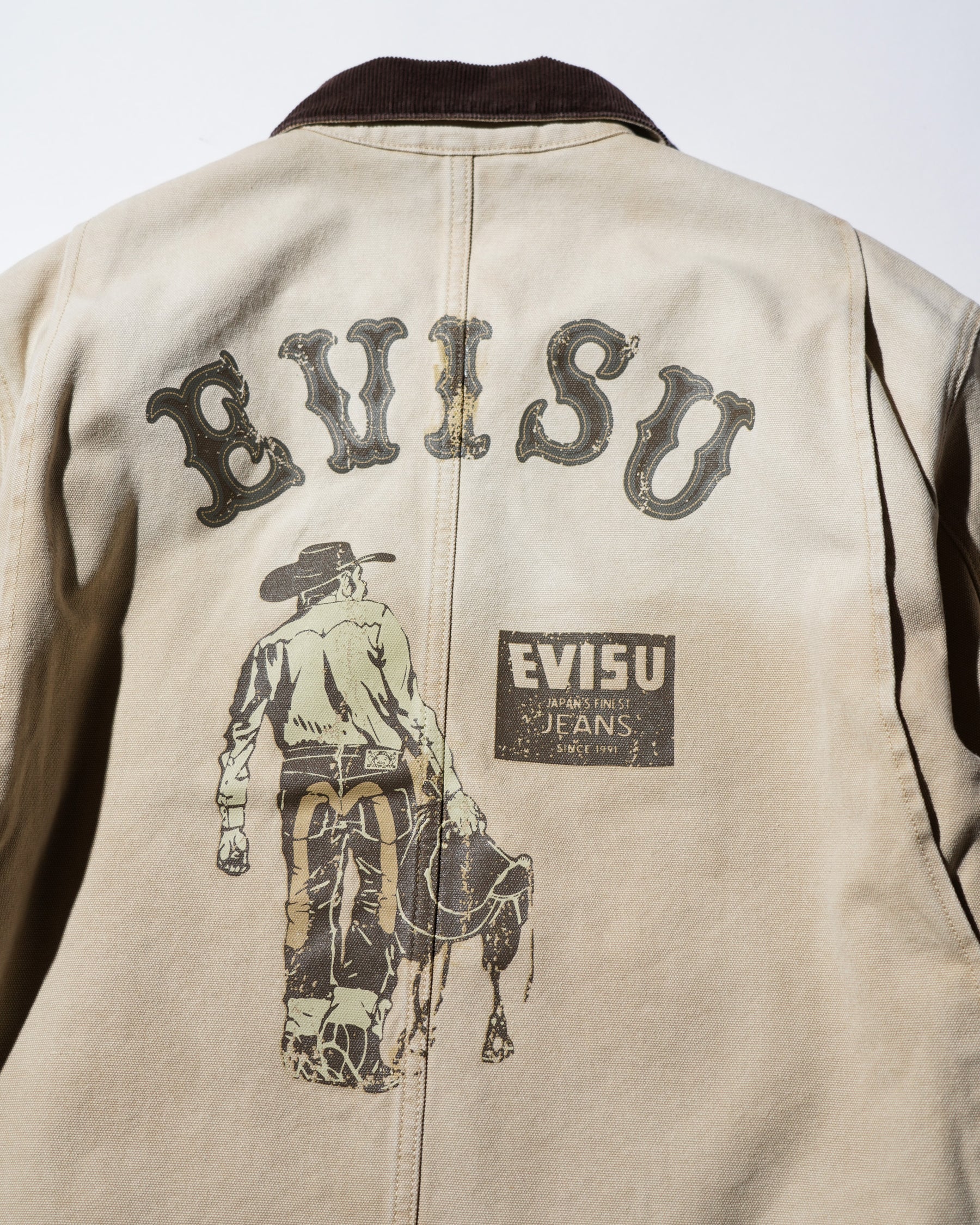 EVISU / EL, VINTAGE CANVAS COVERALL JACKET-LOOSE FIT BEIGE