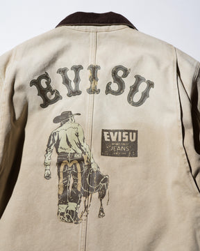 EVISU / EL, VINTAGE CANVAS COVERALL JACKET-LOOSE FIT BEIGE
