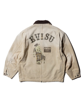 EVISU / EL, VINTAGE CANVAS COVERALL JACKET-LOOSE FIT BEIGE