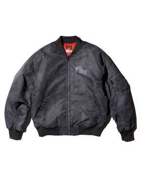 EVISU / EJ, 3M THINSULATE PADDED FIR "DAIKOKU" BOMBER JACKET LOOSE FIT BLACK