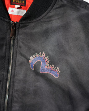 EVISU / EJ, 3M THINSULATE PADDED FIR "DAIKOKU" BOMBER JACKET LOOSE FIT BLACK