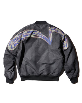 EVISU / EJ, 3M THINSULATE PADDED FIR "DAIKOKU" BOMBER JACKET LOOSE FIT BLACK