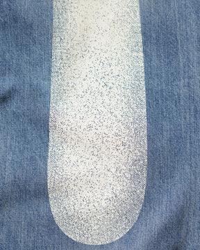 EVISU / HT,  ECRU DAICOCK PRINTED JEANS WHITE-LOOSE FIT MID TONE INDIGO