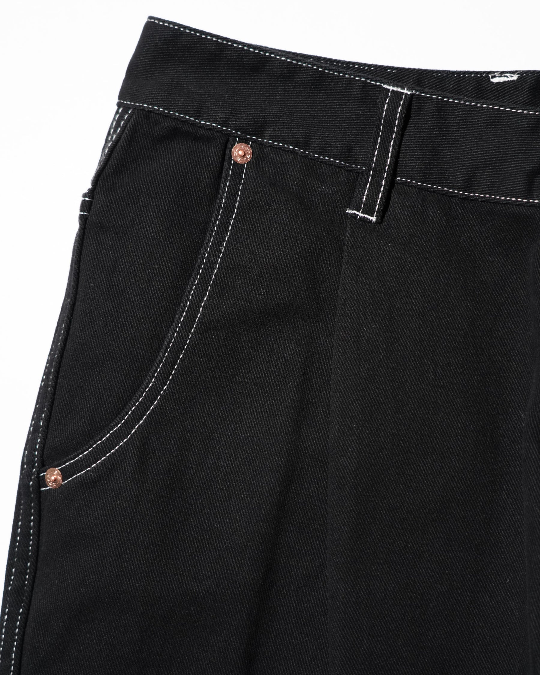 EVISU / HT, BALLON FIT WOVEN PANTS-BALLOON BLACK