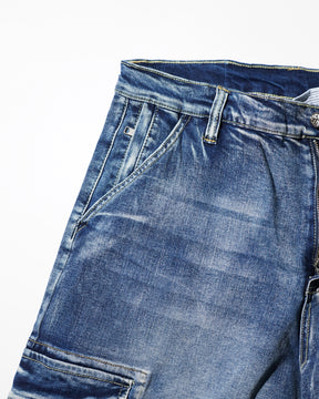 PRO CLUB / Baggy Denim Cargo Short BLUE