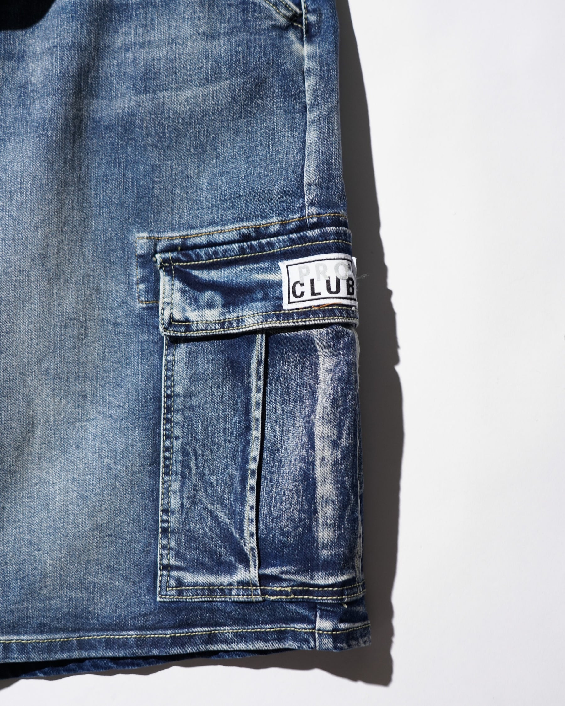 PRO CLUB / Baggy Denim Cargo Short BLUE