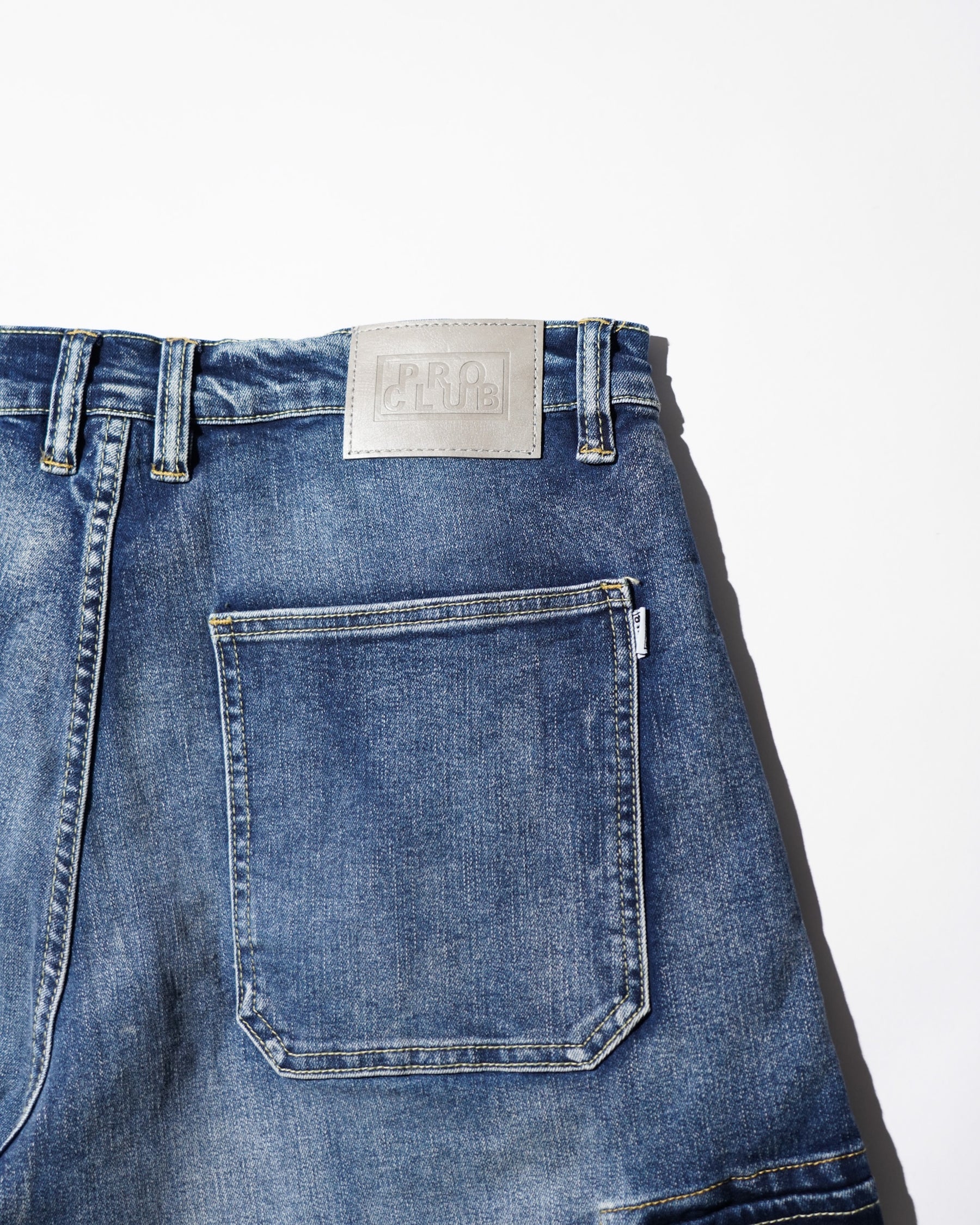 PRO CLUB / Baggy Denim Cargo Short BLUE