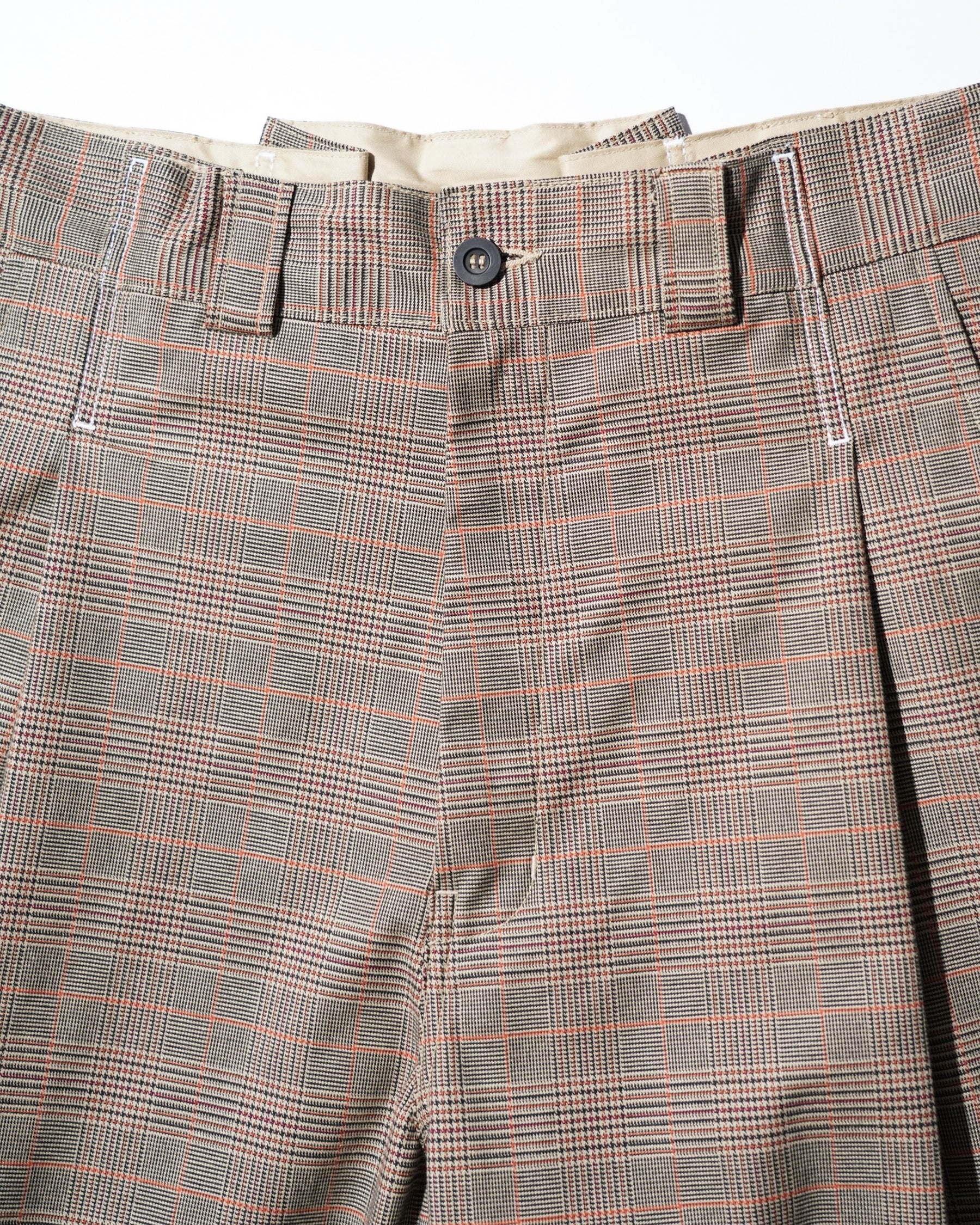 WHATEVERWORKS / RECONSTRUCTED BAGGY WORK SHORTS DS-PLAID