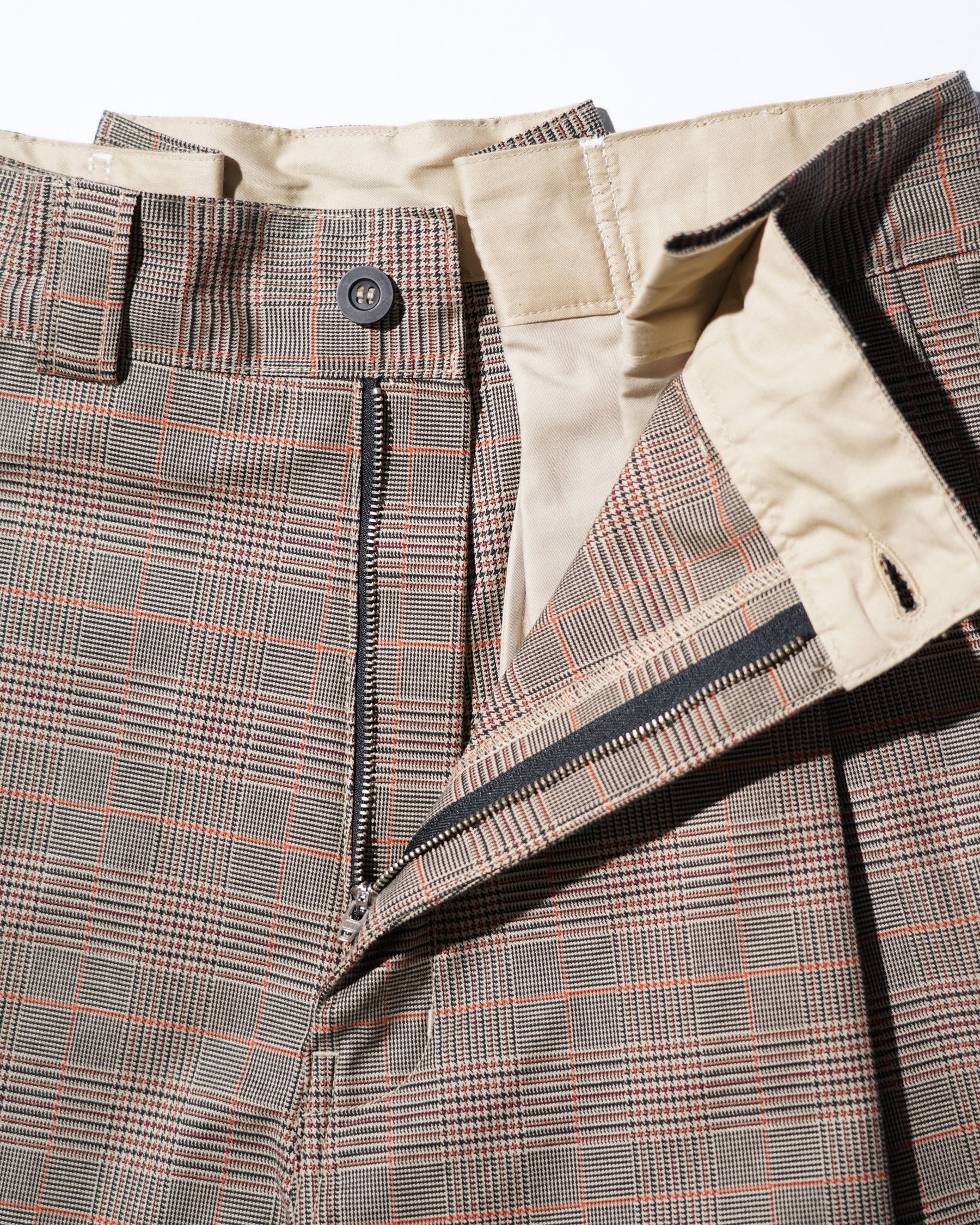 WHATEVERWORKS / RECONSTRUCTED BAGGY WORK SHORTS DS-PLAID