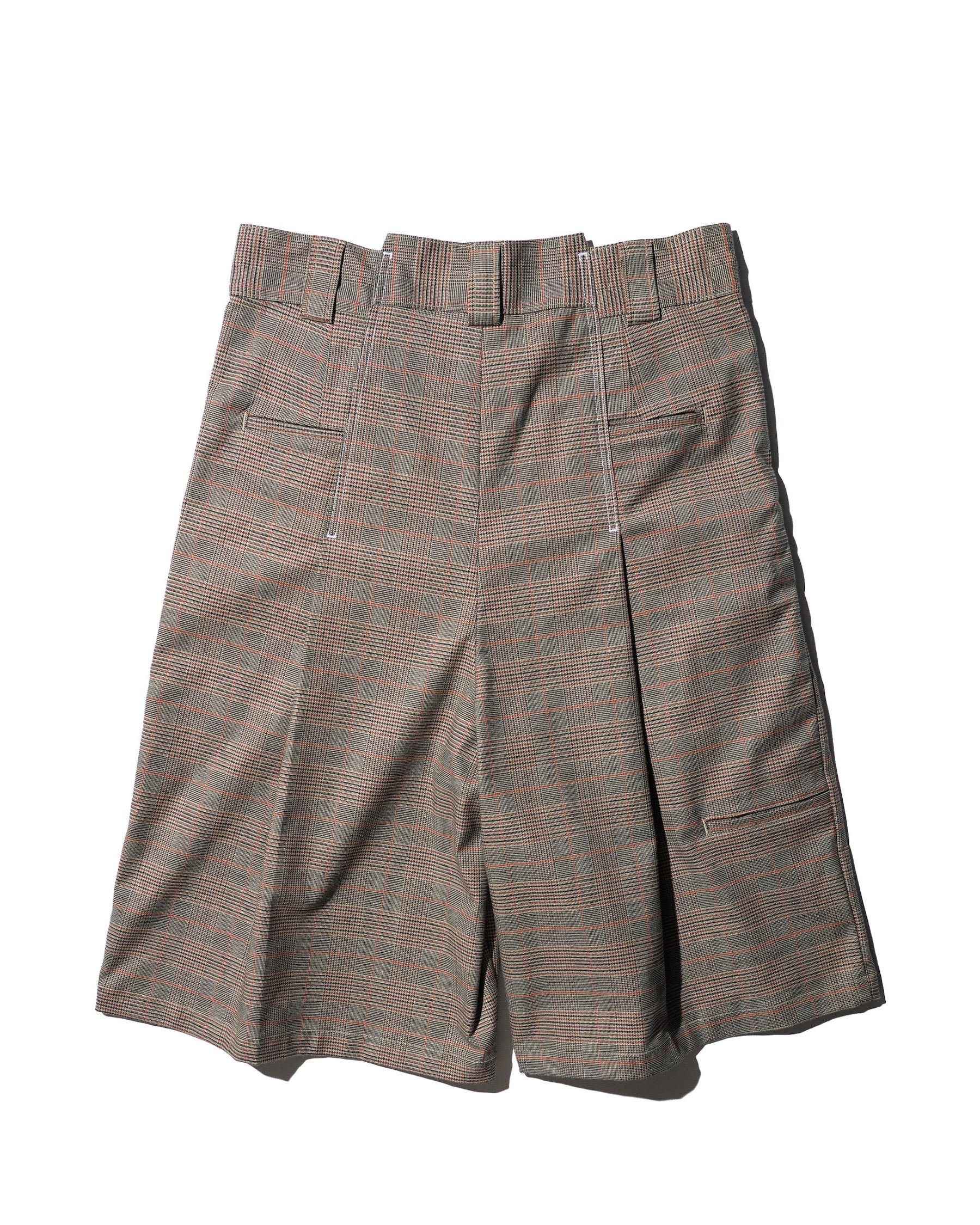 WHATEVERWORKS / RECONSTRUCTED BAGGY WORK SHORTS DS-PLAID