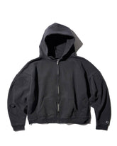 CCTB / CHAIN CROP ZIP HOODIE WASHED BLACK