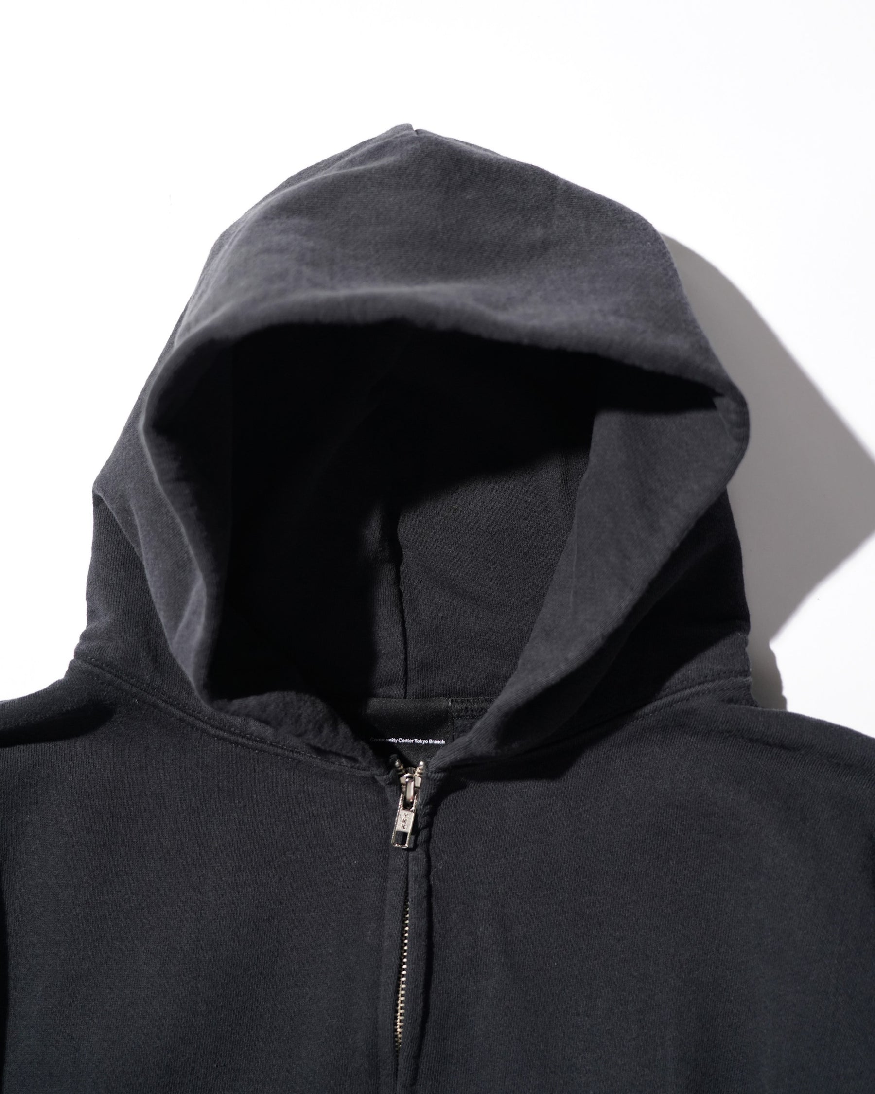 CCTB / CHAIN CROP ZIP HOODIE WASHED BLACK