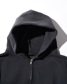 CCTB / CHAIN CROP ZIP HOODIE WASHED BLACK