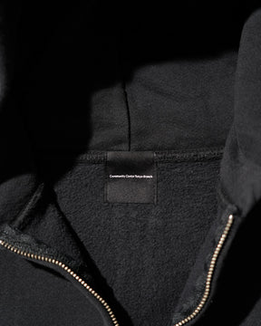 CCTB / CHAIN CROP ZIP HOODIE WASHED BLACK