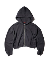 LU'U DAN / WASHED ZIP HOODIE OVERDYED BLACK