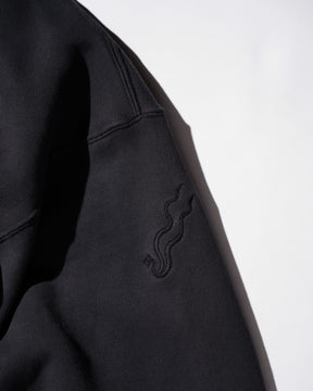 LU'U DAN / WASHED ZIP HOODIE OVERDYED BLACK