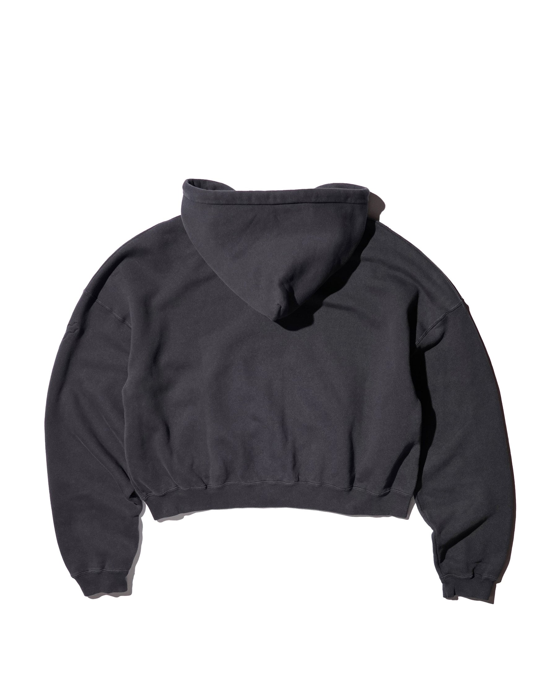 LU'U DAN / WASHED ZIP HOODIE OVERDYED BLACK