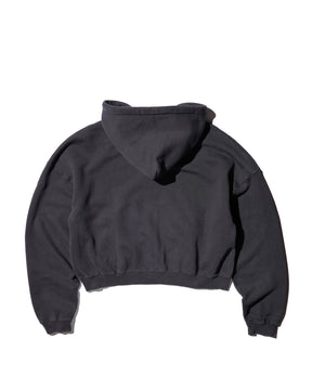 LU'U DAN / WASHED ZIP HOODIE OVERDYED BLACK