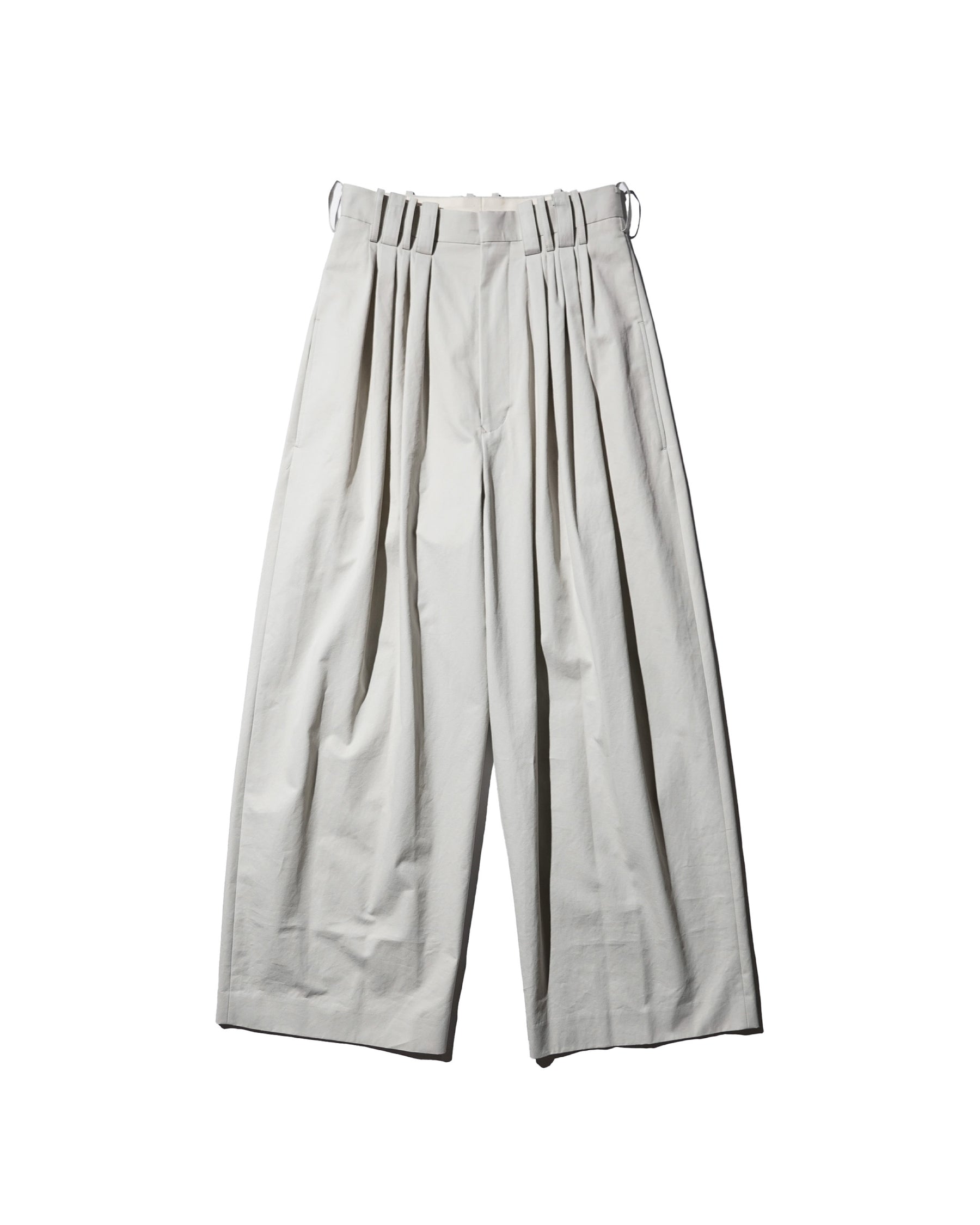 SOSHIOTSUKI / EIGHT TUCK HIGH WEST TROUSERS GREIGE