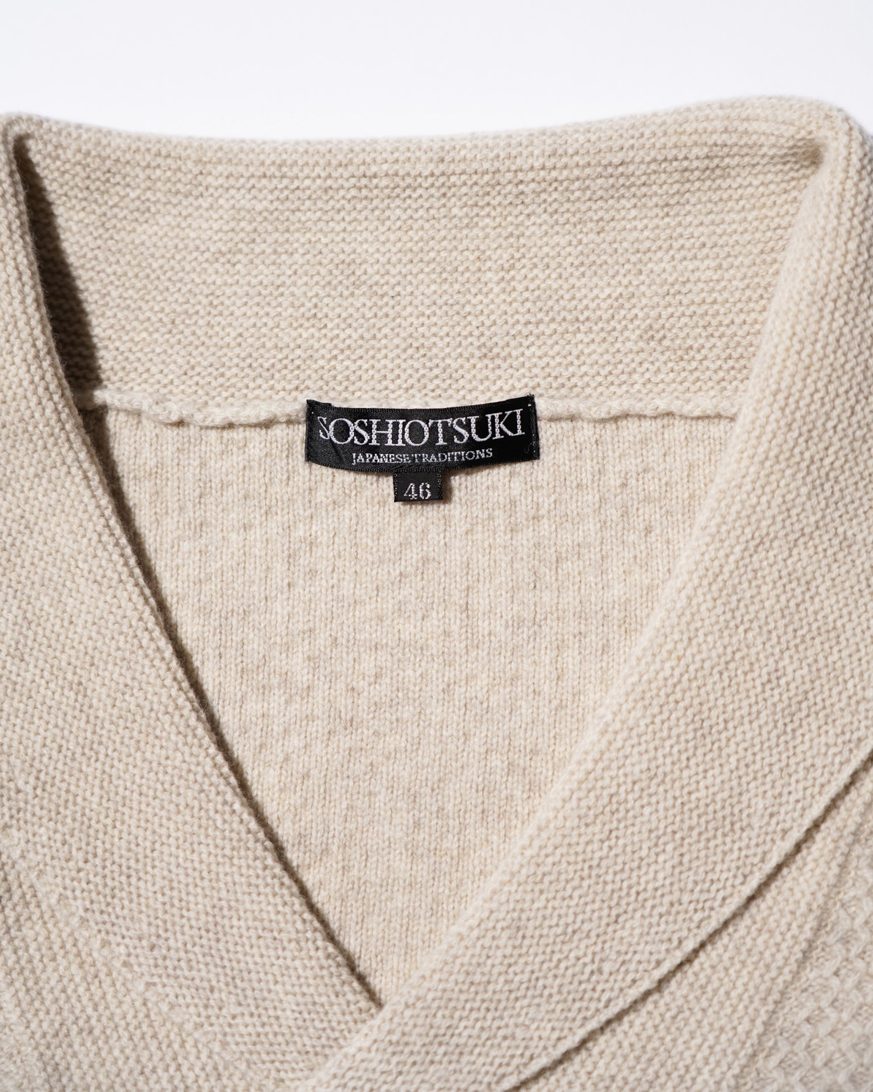SOSHIOTSUKI / SHAWL COLLAR KNIT SWEATER BEIGE
