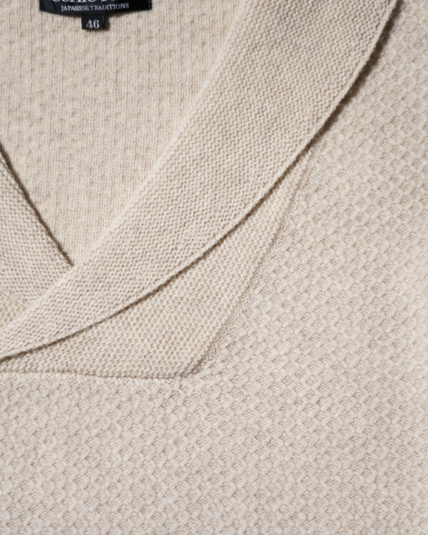 SOSHIOTSUKI / SHAWL COLLAR KNIT SWEATER BEIGE