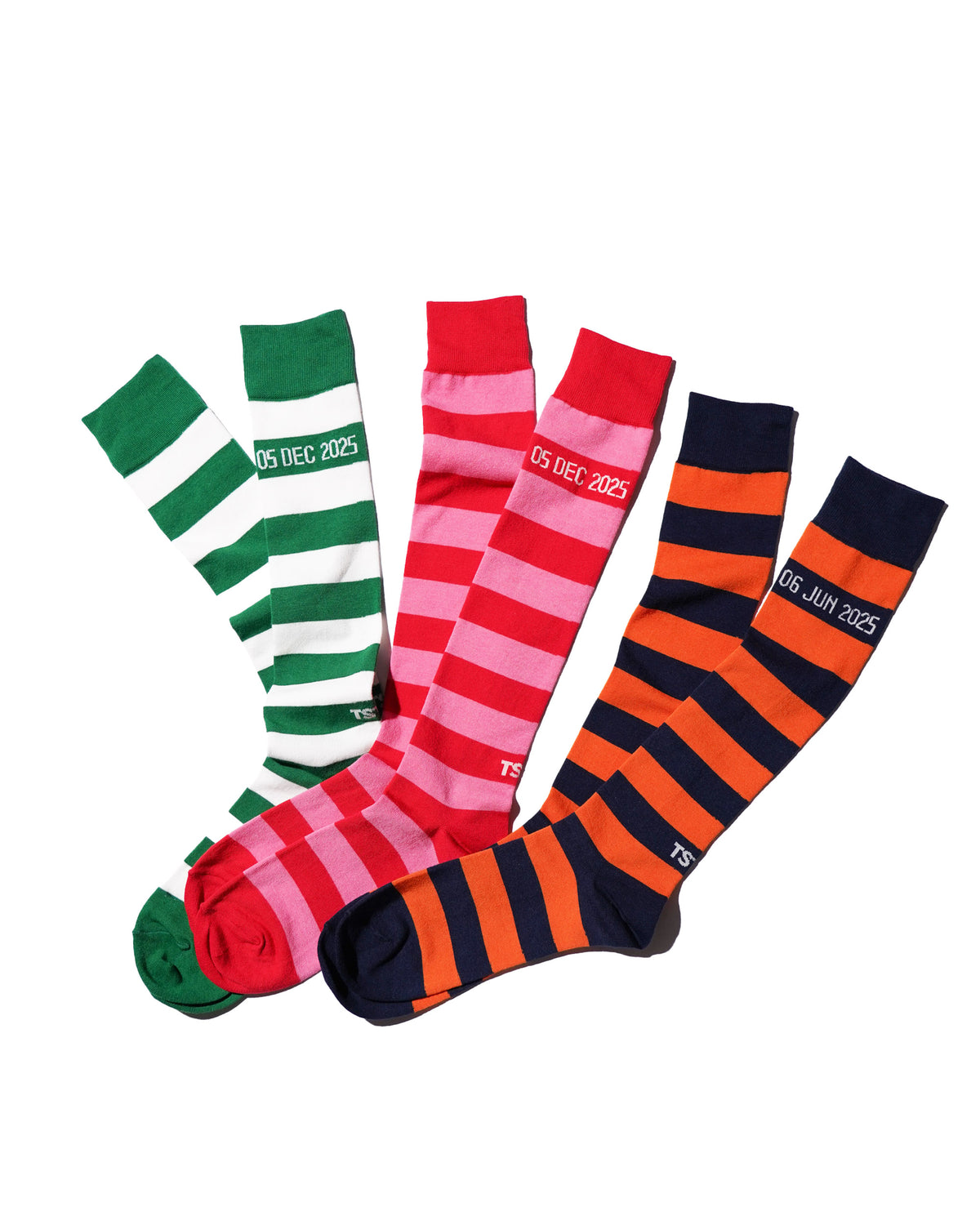 <span style="color: #f50b0b;">Last One</span> TSTS / STRIPED SOCKS GREEN AND WHITE