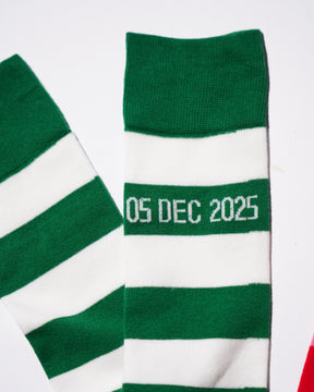 <span style="color: #f50b0b;">Last One</span> TSTS / STRIPED SOCKS GREEN AND WHITE