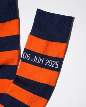 TSTS / STRIPED SOCKS NAVY AND ORANGE