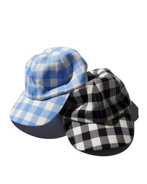 TSTS / GINGHAM WOOL DRAWSTRING CAP SAXE BLUE GINGHAM