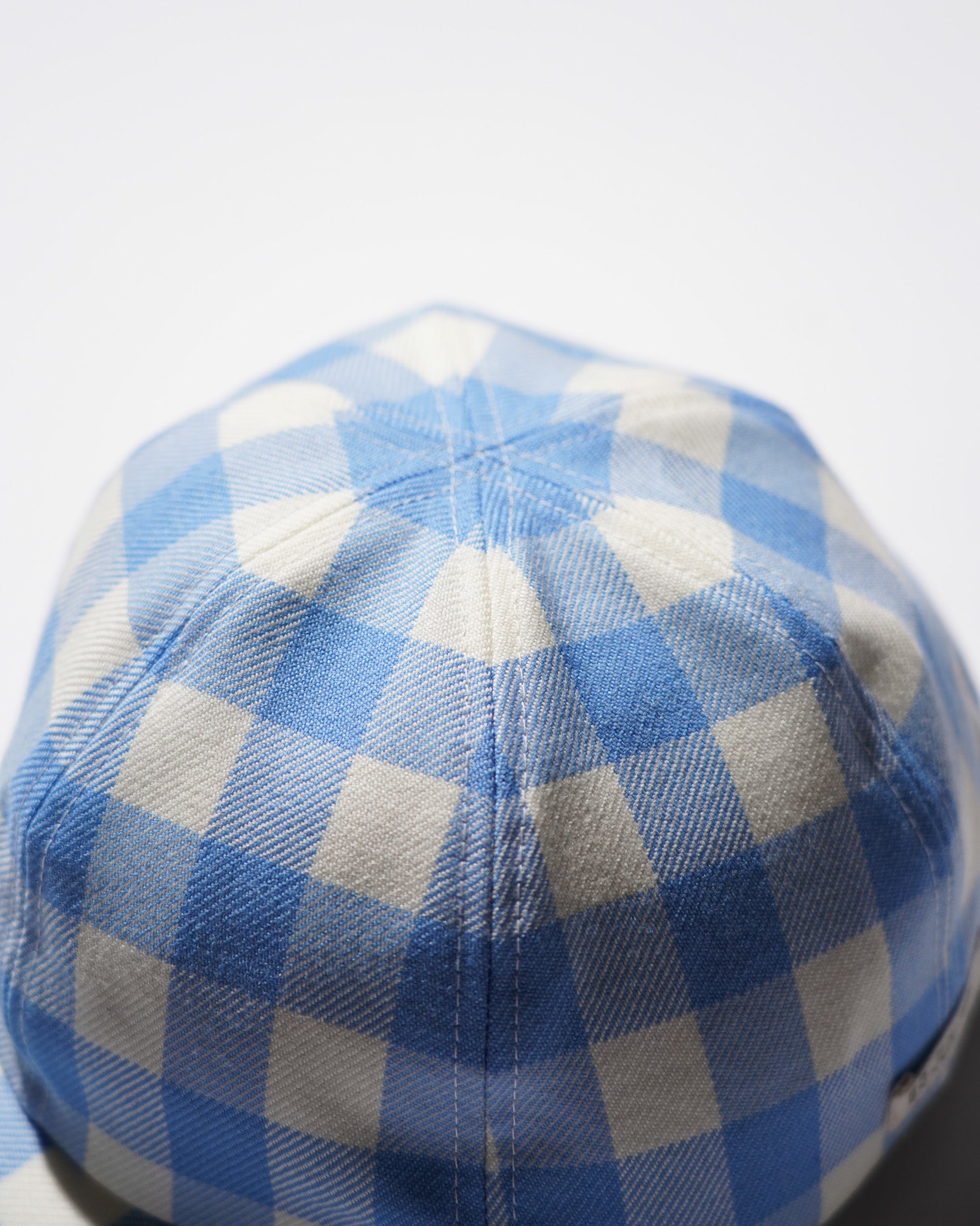 TSTS / GINGHAM WOOL DRAWSTRING CAP SAXE BLUE GINGHAM