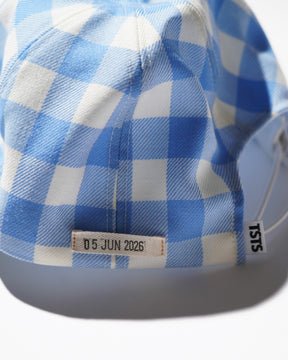 TSTS / GINGHAM WOOL DRAWSTRING CAP SAXE BLUE GINGHAM