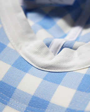 TSTS / GINGHAM WOOL DRAWSTRING CAP SAXE BLUE GINGHAM