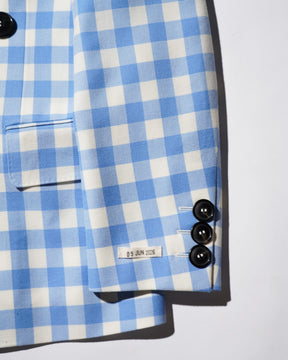 <span style="color: #f50b0b;">Last One</span> TSTS / GINGHAM WOOL DOUBLE BREASTED BLAZER SAXE BLUE GINGHAM